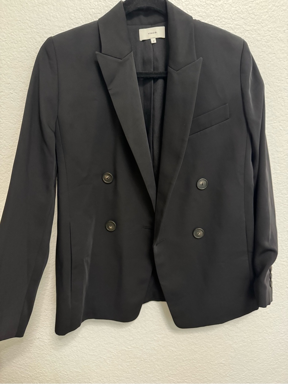 Vince Double-Breasted Black Blazer
